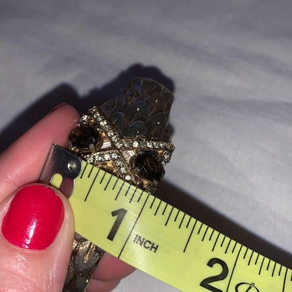 Vintage 1960’s Gold Tone Smoky Quartz Snake Dragon Scale Hinge Swiss Watch - Picture 15 of 15